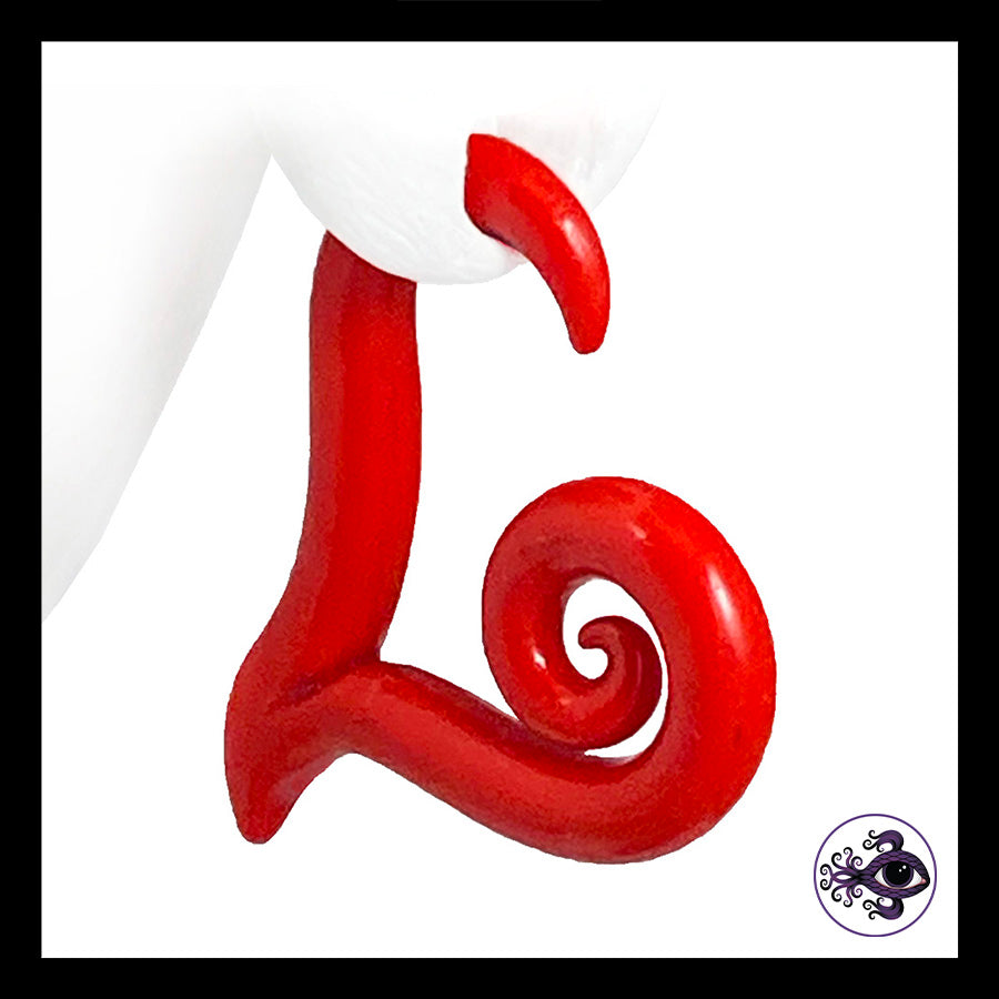 Hearts - 6g 4mm Red - Handmade Clay Gauge Earrings