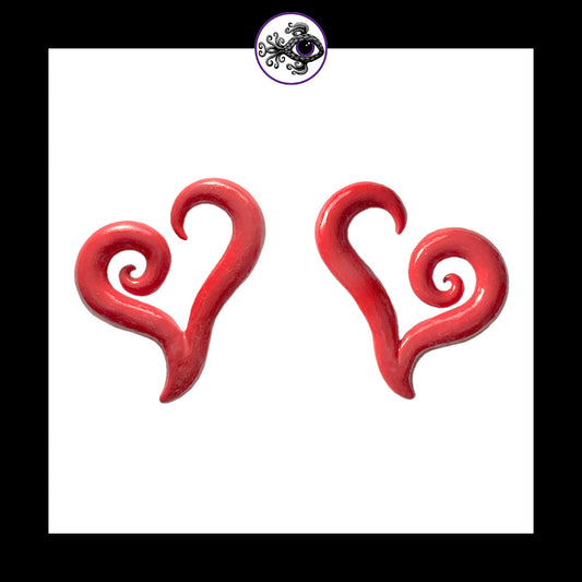 Hearts - 6g 4mm Red - Handmade Clay Gauge Earrings