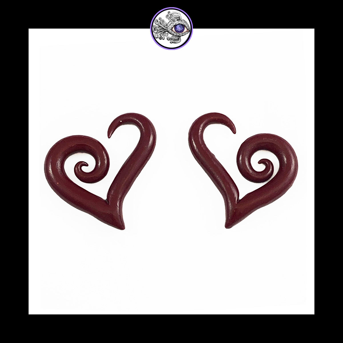 Hearts - 6g 4mm Crimson - Handmade Clay Gauge Earrings