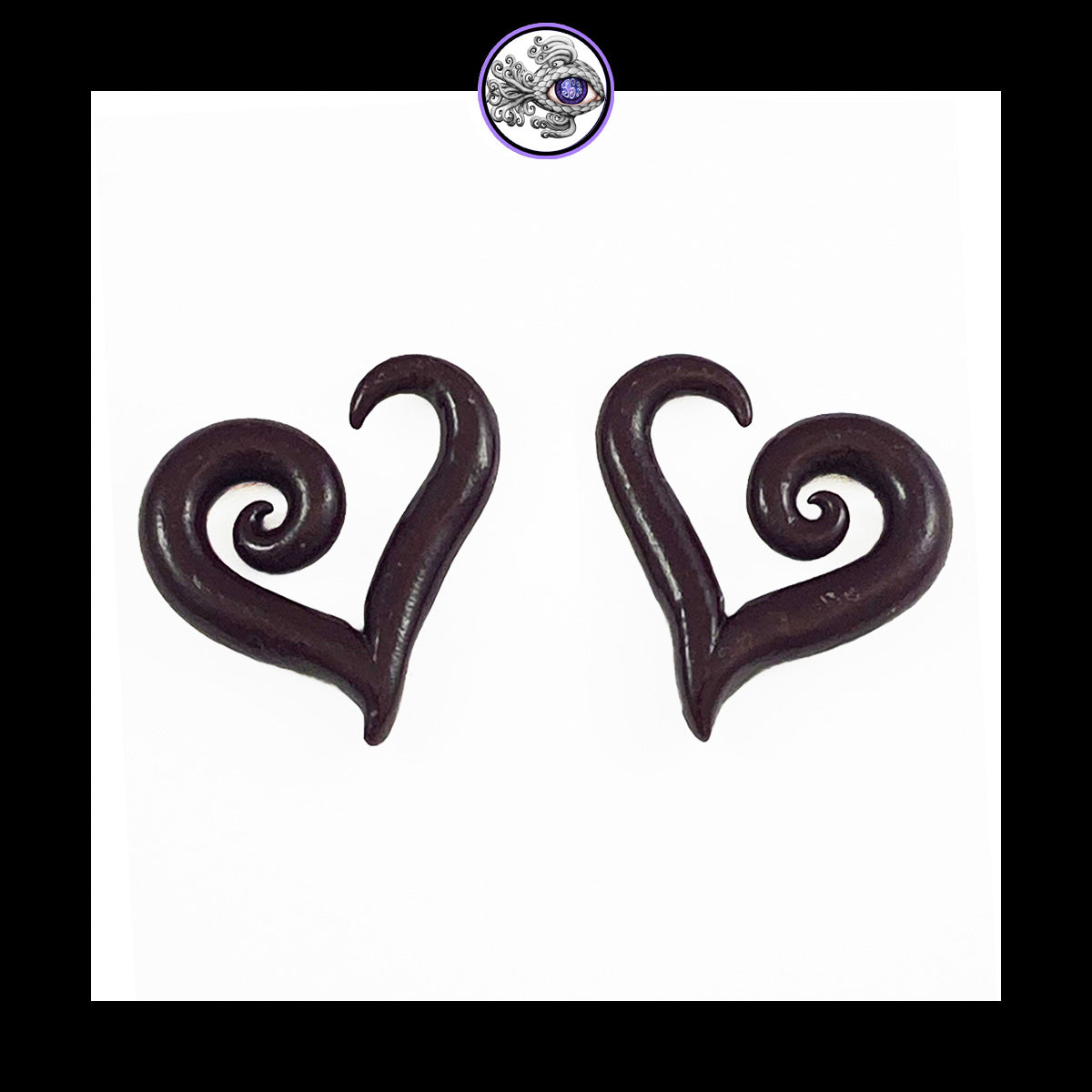 Hearts - 6g 4mm Purple - Handmade Clay Gauge Earrings