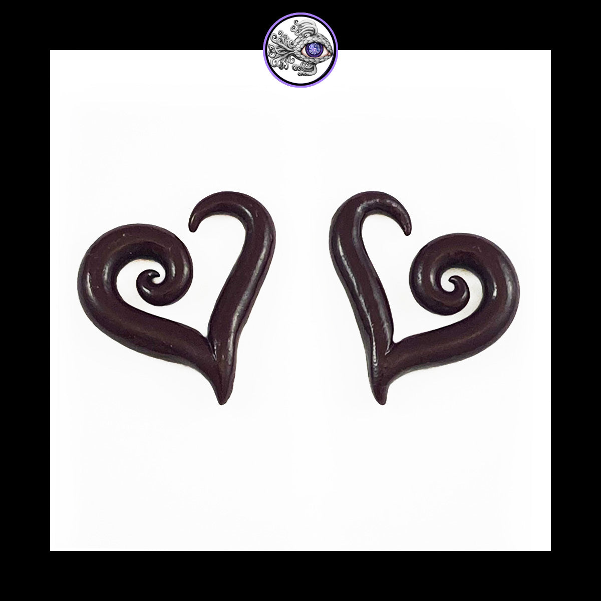 Hearts - 6g 4mm Purple - Handmade Clay Gauge Earrings