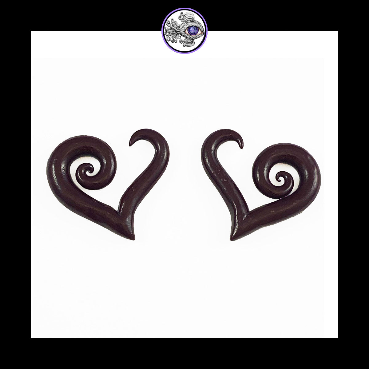 Hearts - 6g 4mm Purple - Handmade Clay Gauge Earrings