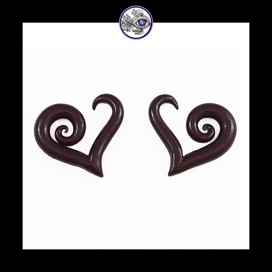 Hearts - 6g 4mm Purple - Handmade Clay Gauge Earrings