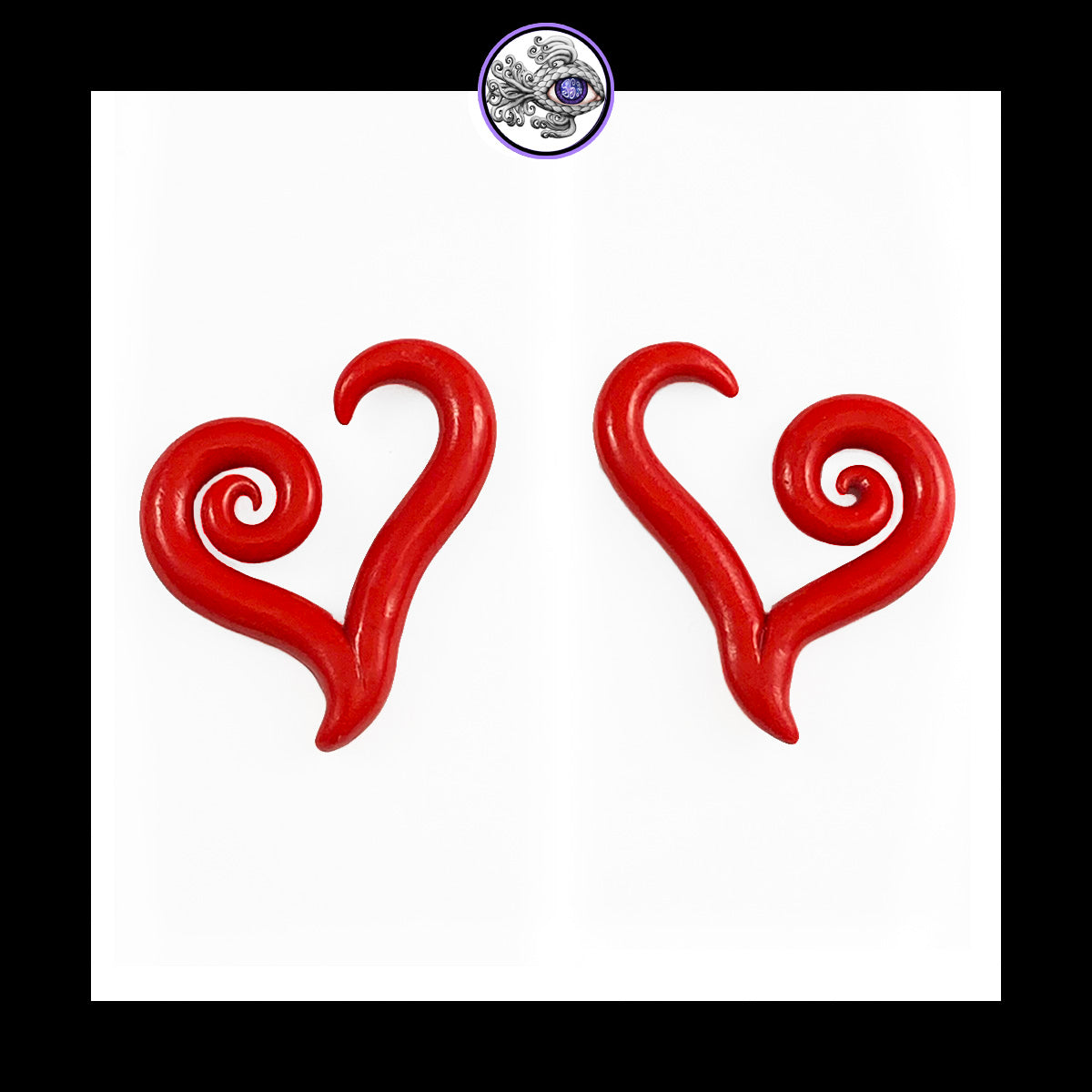 Hearts - 6g 4mm Red - Handmade Clay Gauge Earrings