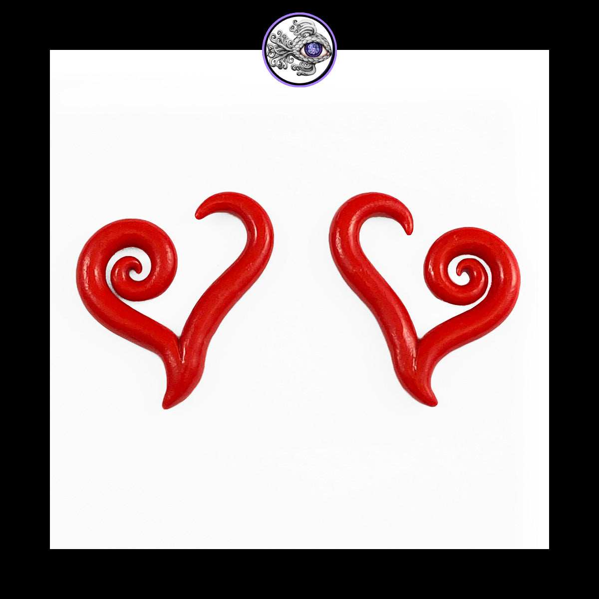 Hearts - 6g 4mm Red - Handmade Clay Gauge Earrings