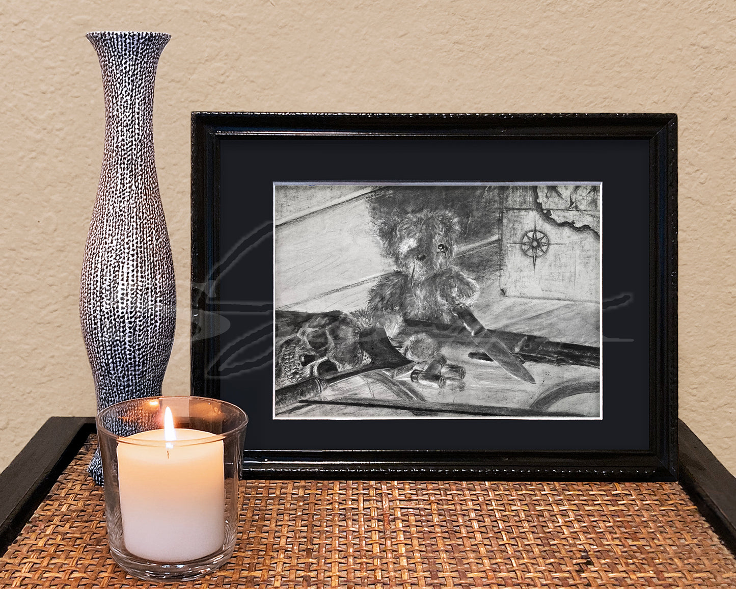 Homicidal Teddy Bear - Print of Original Charcoal Drawing