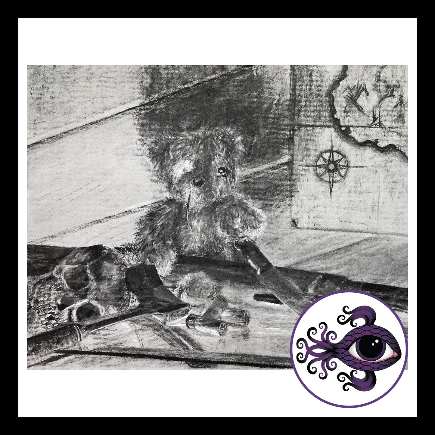 Homicidal Teddy Bear - Print of Original Charcoal Drawing