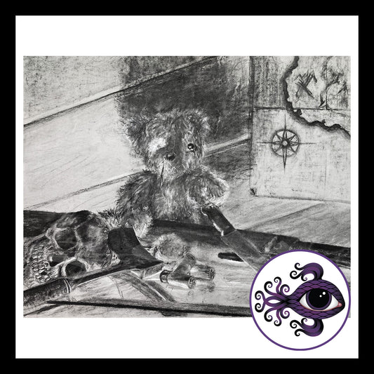 Homicidal Teddy Bear - Print of Original Charcoal Drawing