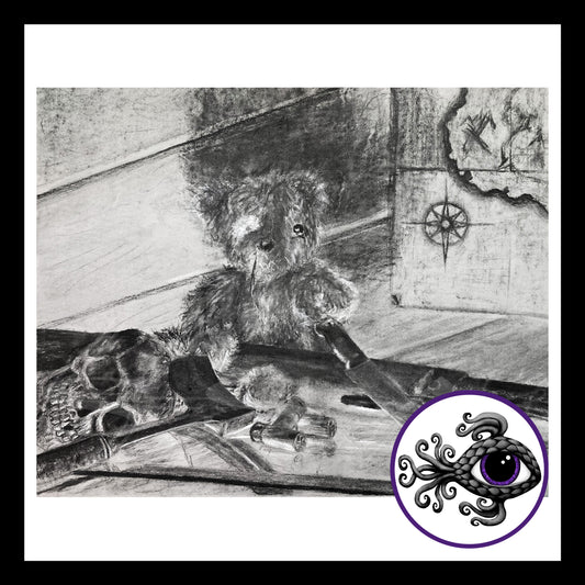 Homicidal Teddy Bear - Print of Original Charcoal Drawing