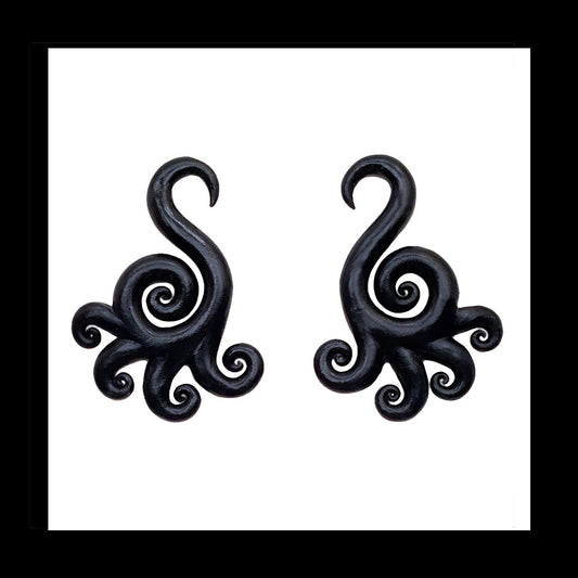 *Custom Order Only* 0g 8mm Black Multi-Spiral Handmade Clay Gauge Earrings