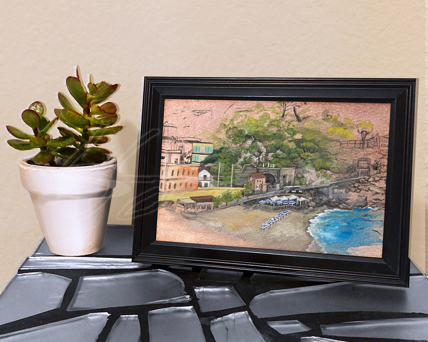 Monterosso al Mare - Print of Original Gouache Painting