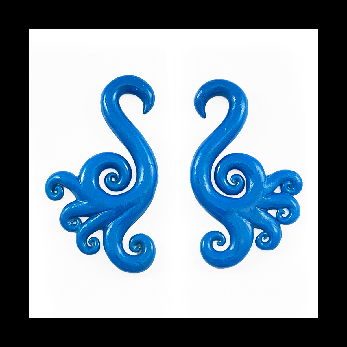 Spiral - Multi - 4g 5mm Blue - Handmade Clay Gauge Earrings