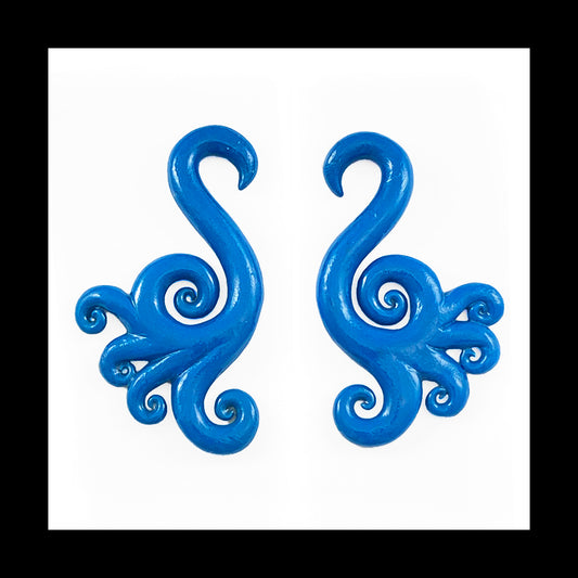 Spiral - Multi - 4g 5mm Blue - Handmade Clay Gauge Earrings