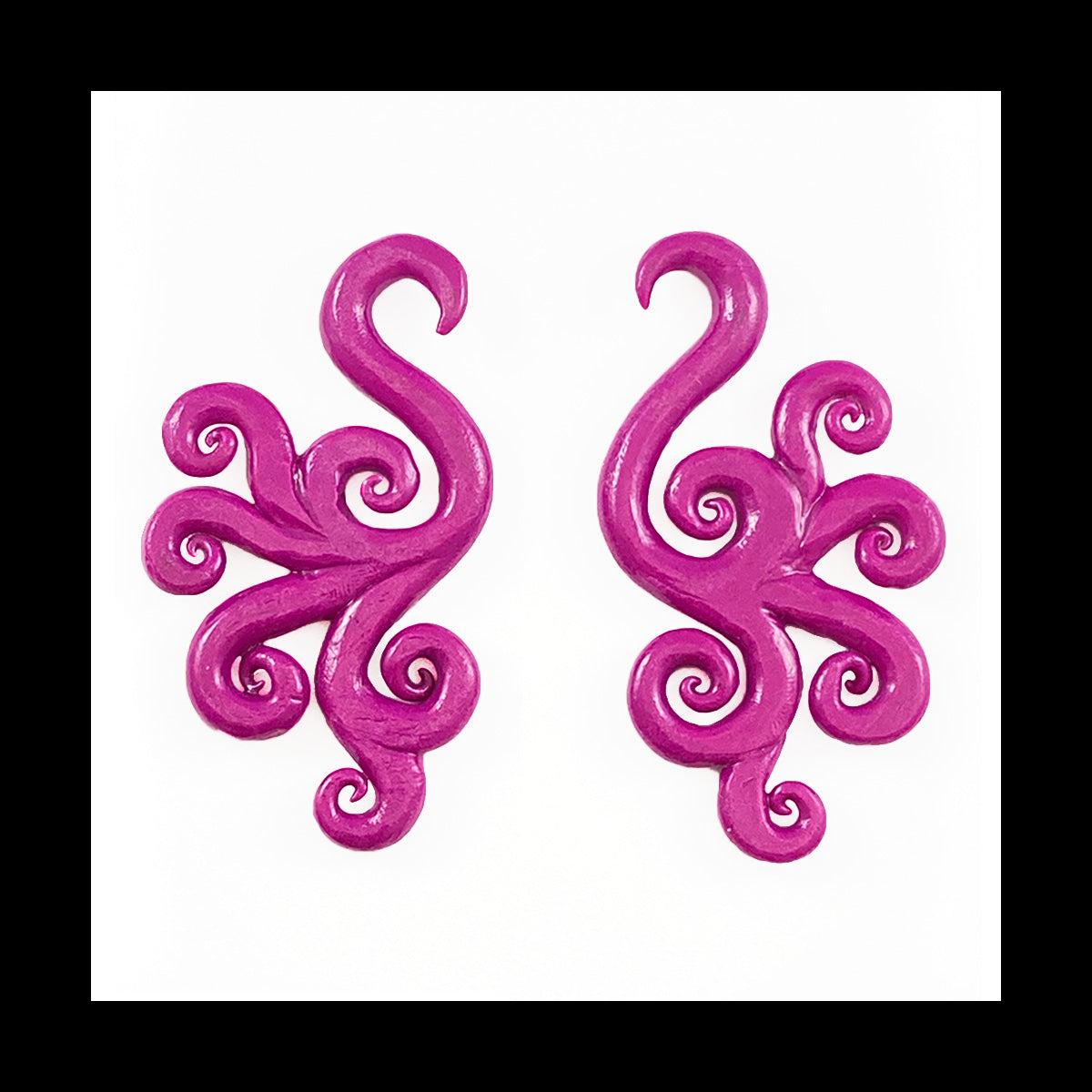 Spiral - Multi - 4g 5mm Magenta - Handmade Clay Gauge Earrings