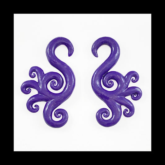 4g 5mm Purple Multi-Spiral Handmade Clay Gauge Earrings