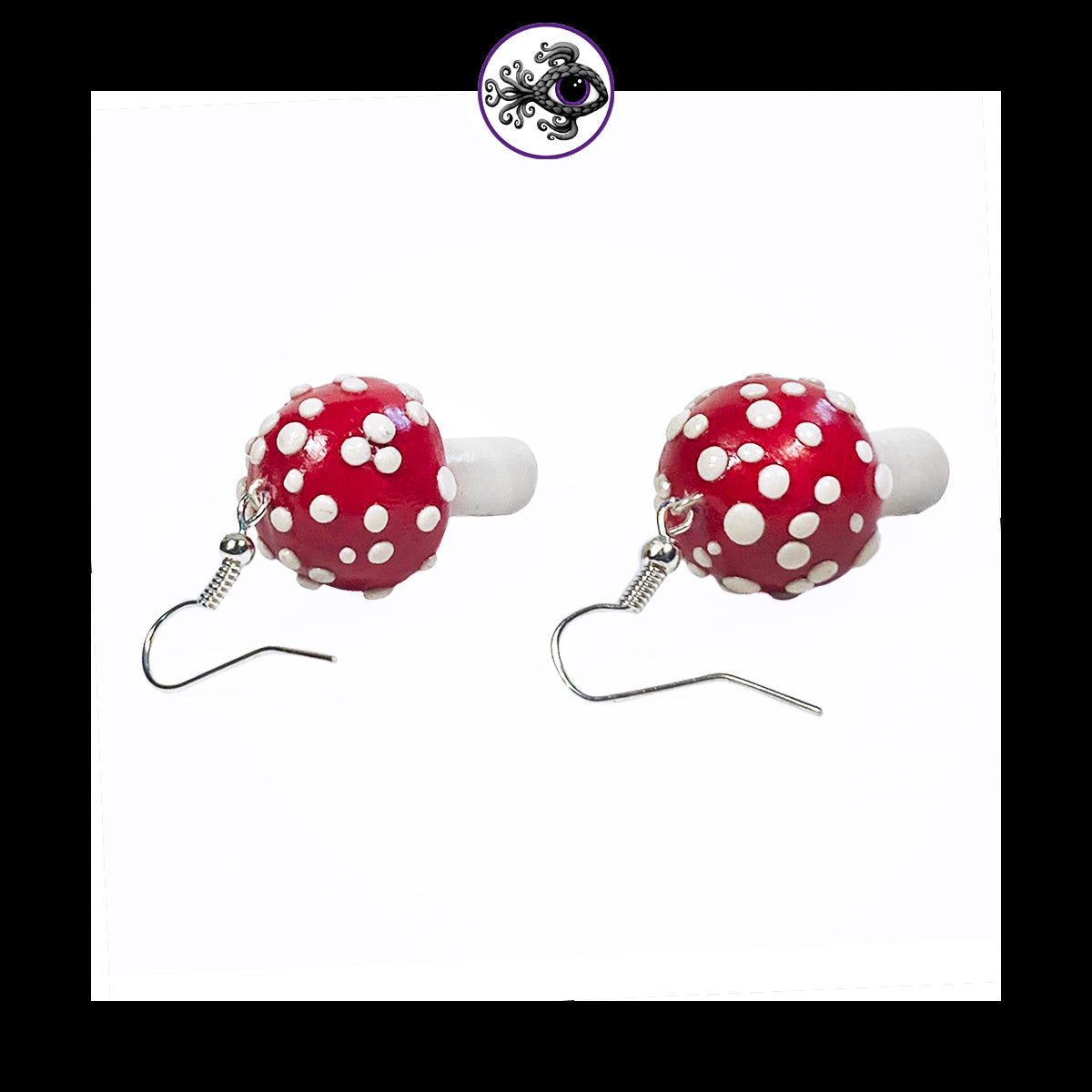 Mushrooms - Red Amanita - Handmade Clay Dangle Earrings *Custom Order Only*