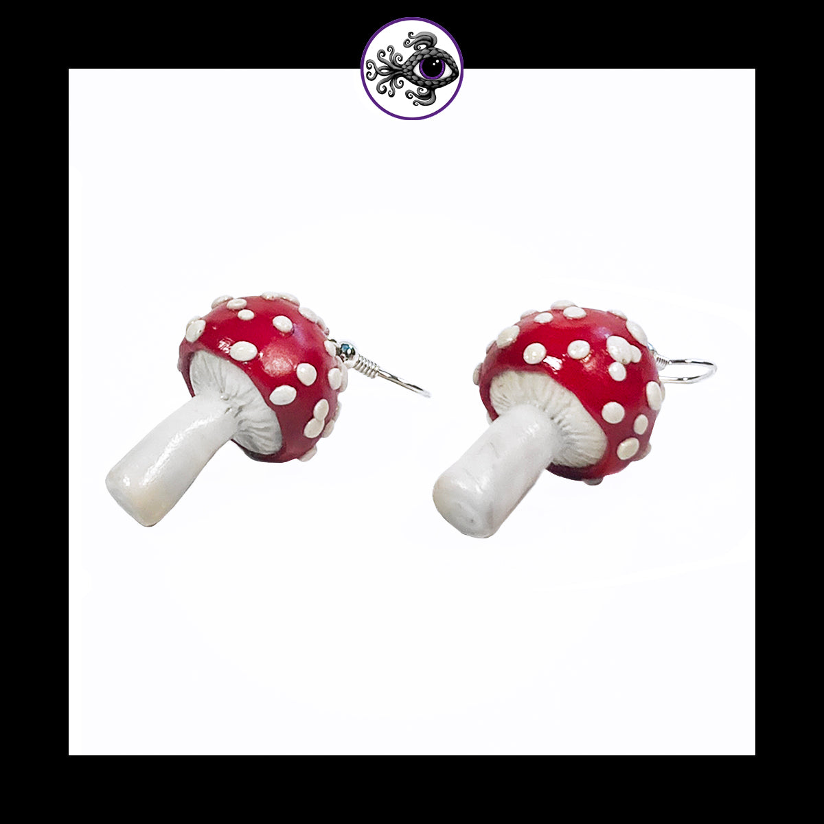 Mushrooms - Red Amanita - Handmade Clay Dangle Earrings *Custom Order Only*