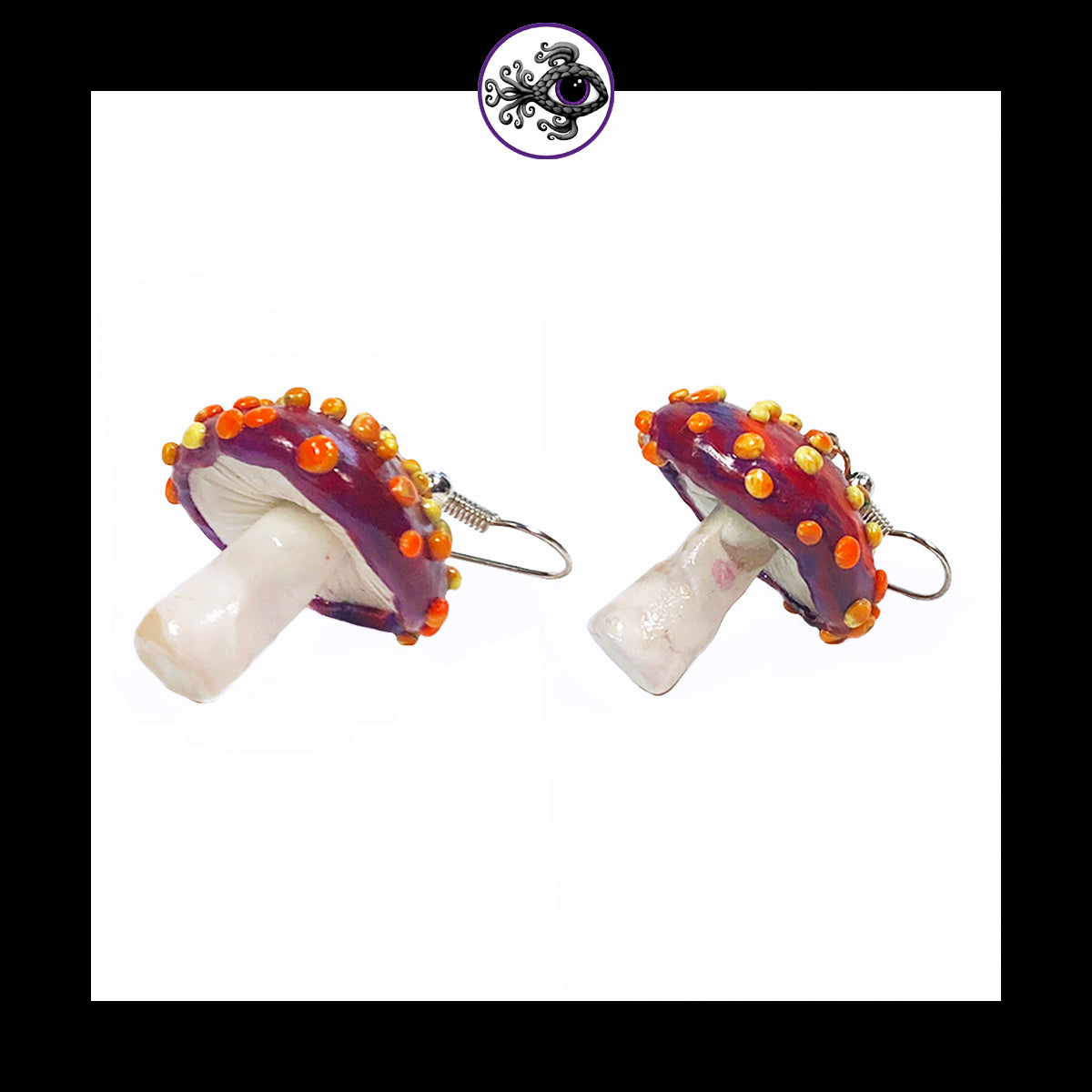 Mushrooms - Red & Yellow Amanita - Handmade Clay Dangle Earrings *Custom Order Only*