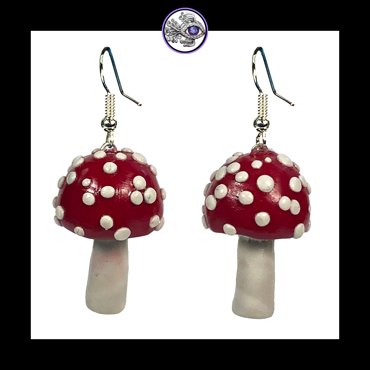 Mushrooms - Red Amanita - Handmade Clay Dangle Earrings *Custom Order Only*