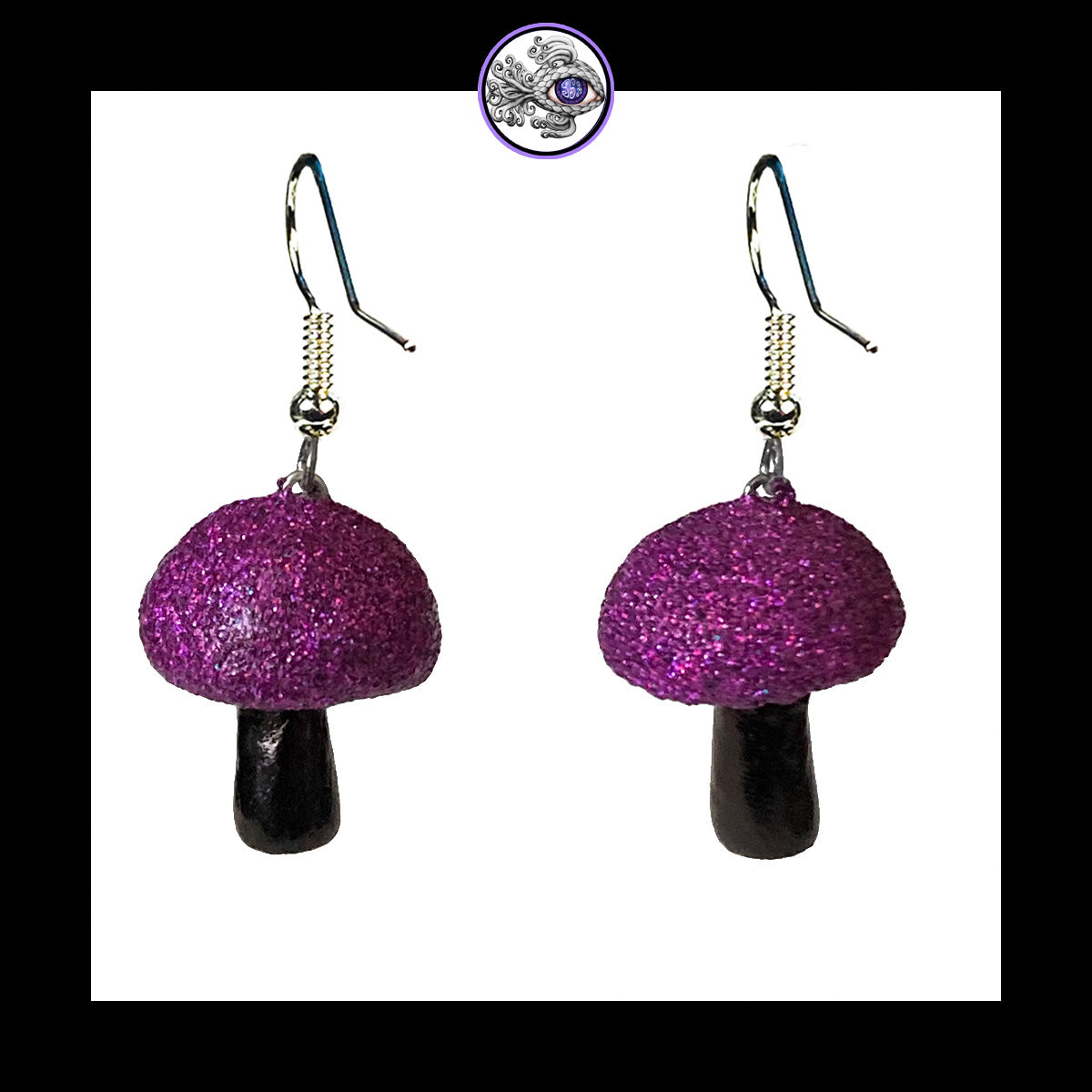 Mushrooms - Purple & Black Shimmer - Handmade Clay Dangle Earrings *Custom Order Only*