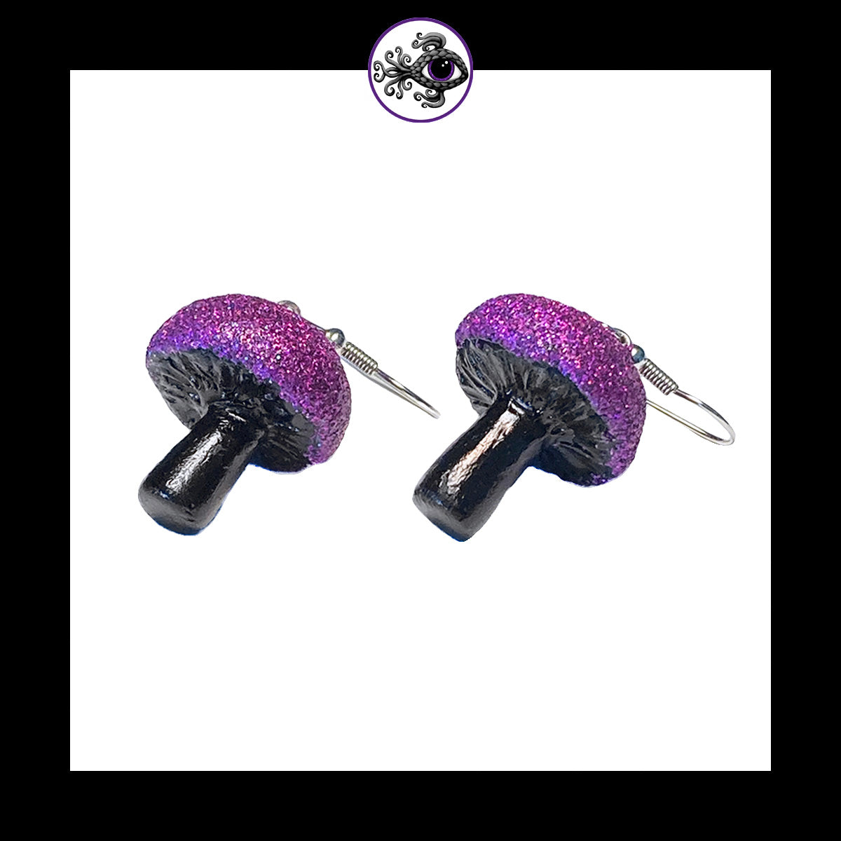 Mushrooms - Purple & Black Shimmer - Handmade Clay Dangle Earrings *Custom Order Only*