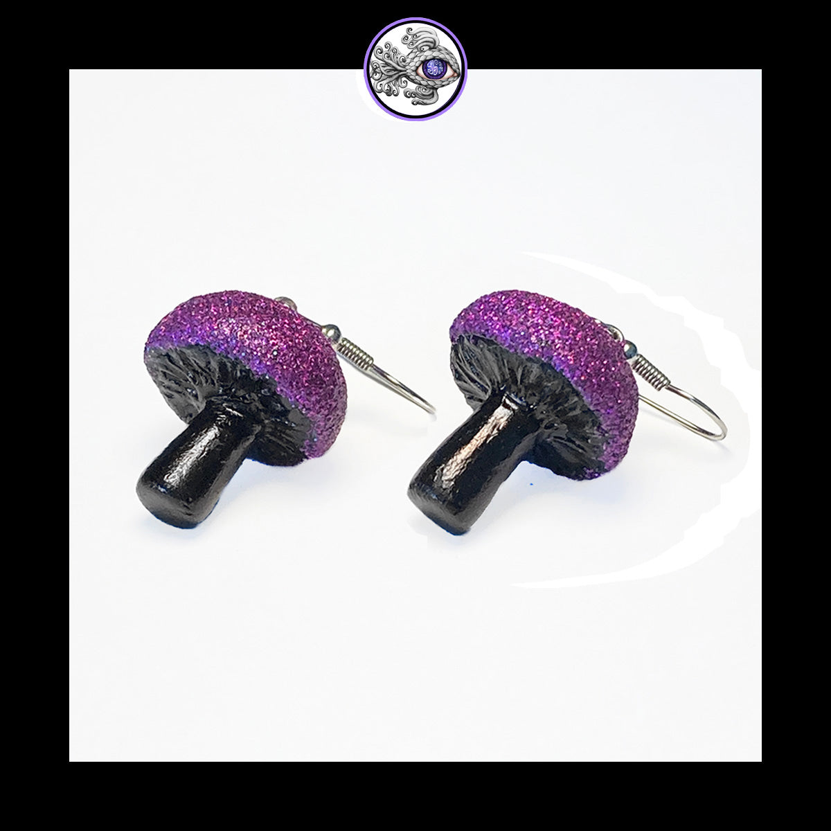 Mushrooms - Purple & Black Shimmer - Handmade Clay Dangle Earrings *Custom Order Only*