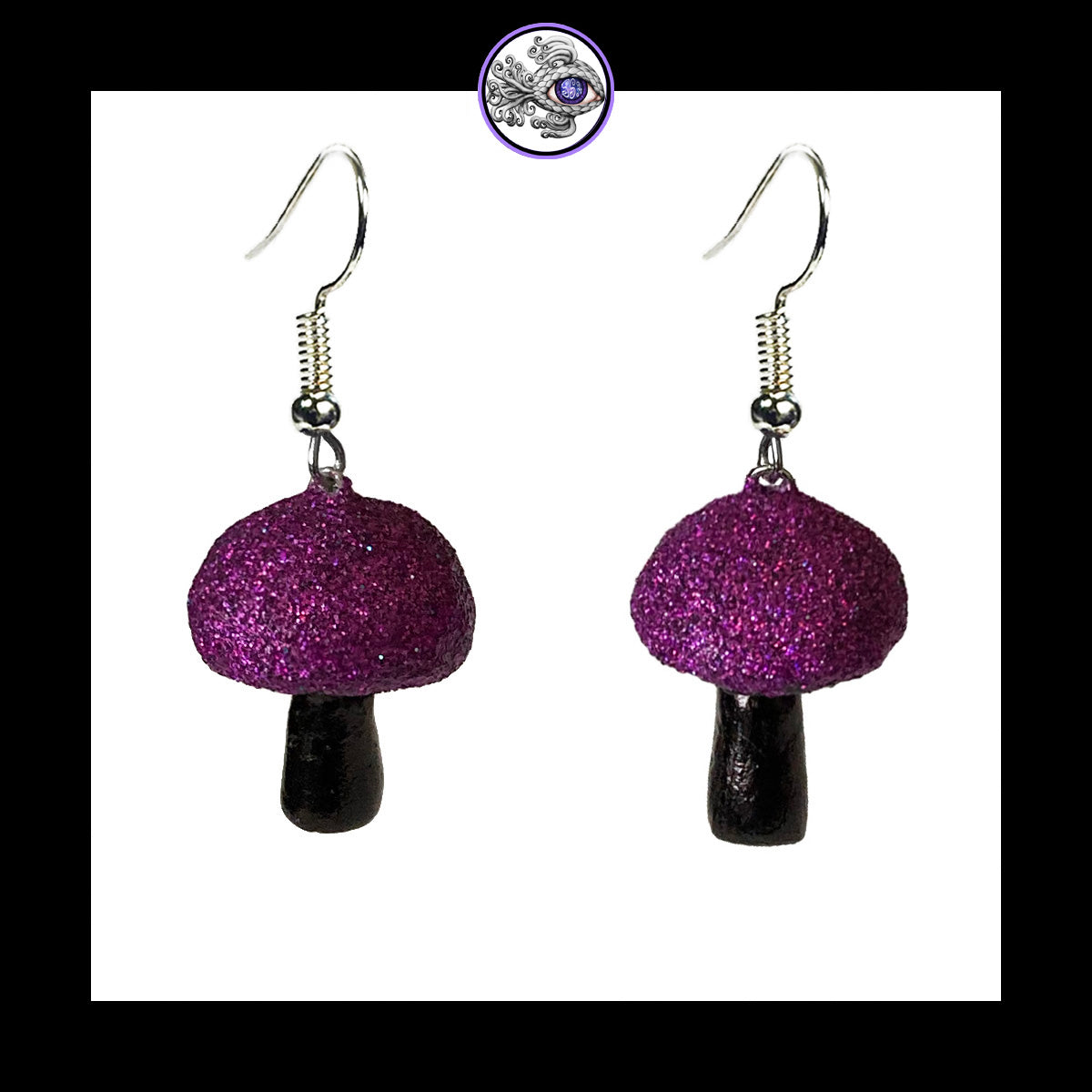 Mushrooms - Purple & Black Shimmer - Handmade Clay Dangle Earrings *Custom Order Only*