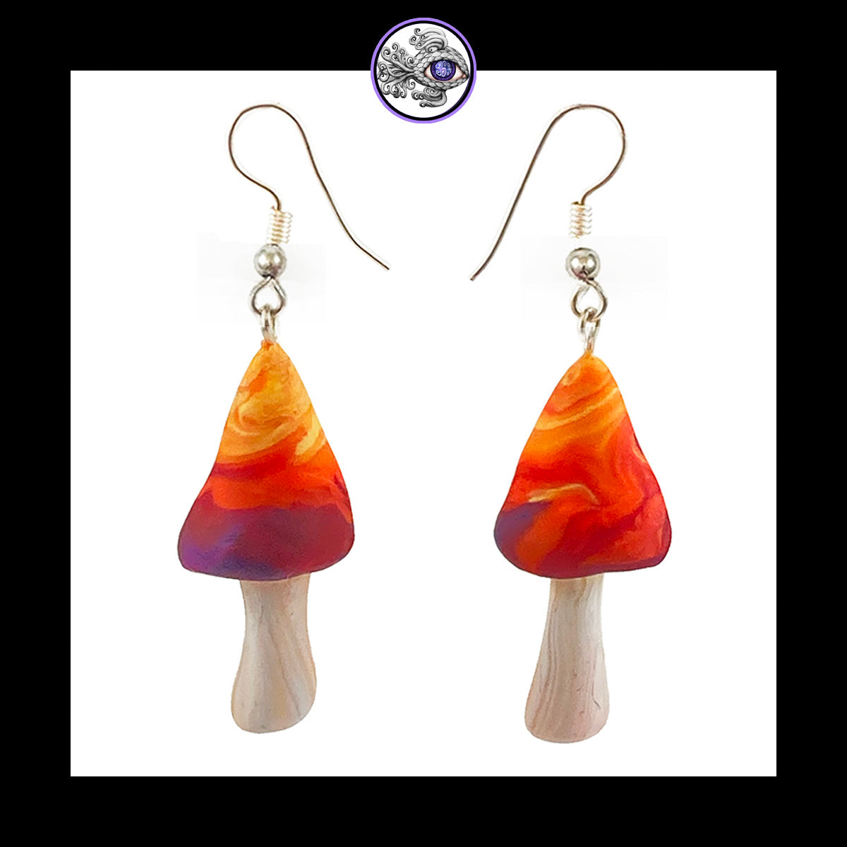 Mushrooms - Sunset Swirl - Handmade Clay Dangle Earrings *Custom Order Only*