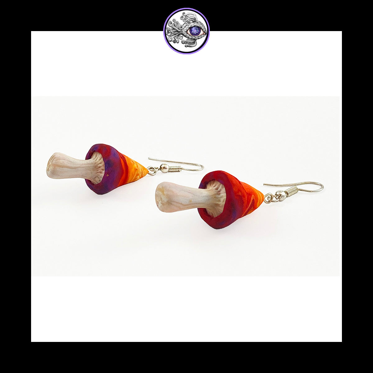 Mushrooms - Sunset Swirl - Handmade Clay Dangle Earrings *Custom Order Only*