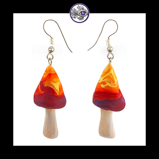 Mushrooms - Sunset Swirl - Handmade Clay Dangle Earrings *Custom Order Only*