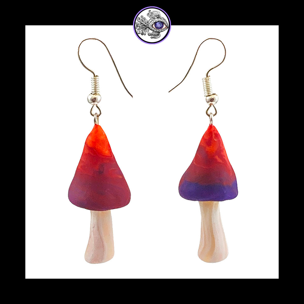 Mushrooms - Sunset Swirl - Handmade Clay Dangle Earrings *Custom Order Only*