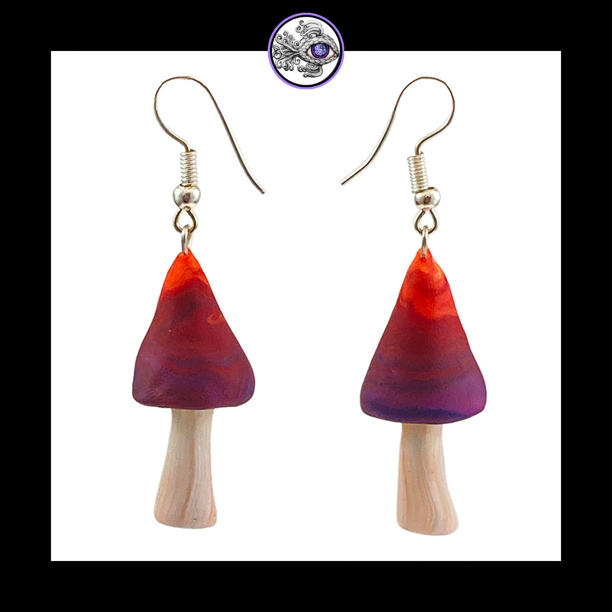 Mushrooms - Sunset Swirl - Handmade Clay Dangle Earrings *Custom Order Only*