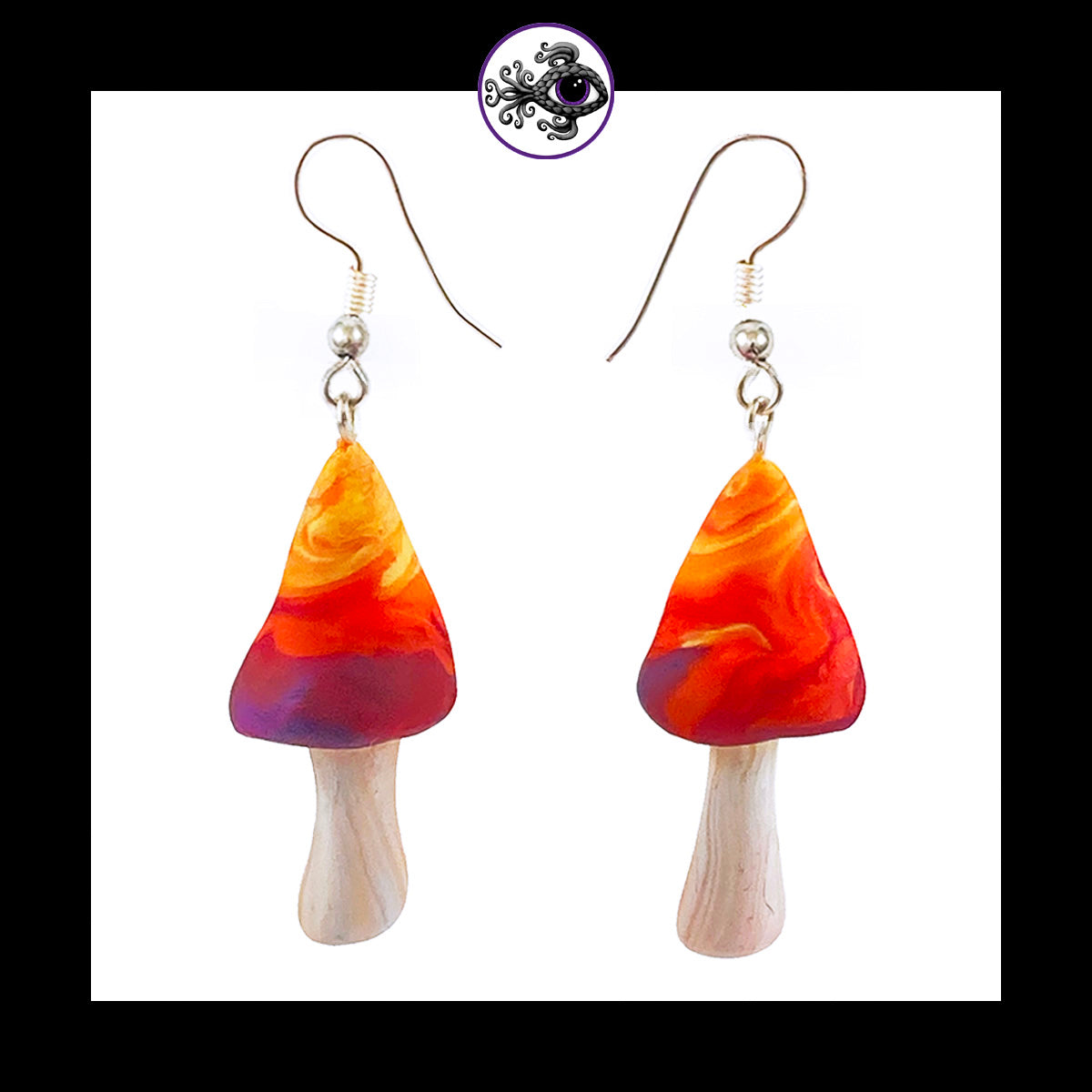 Mushrooms - Sunset Swirl - Handmade Clay Dangle Earrings *Custom Order Only*