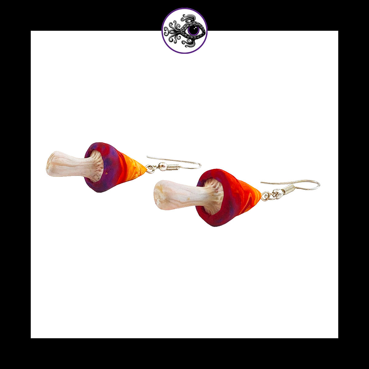 Mushrooms - Sunset Swirl - Handmade Clay Dangle Earrings *Custom Order Only*