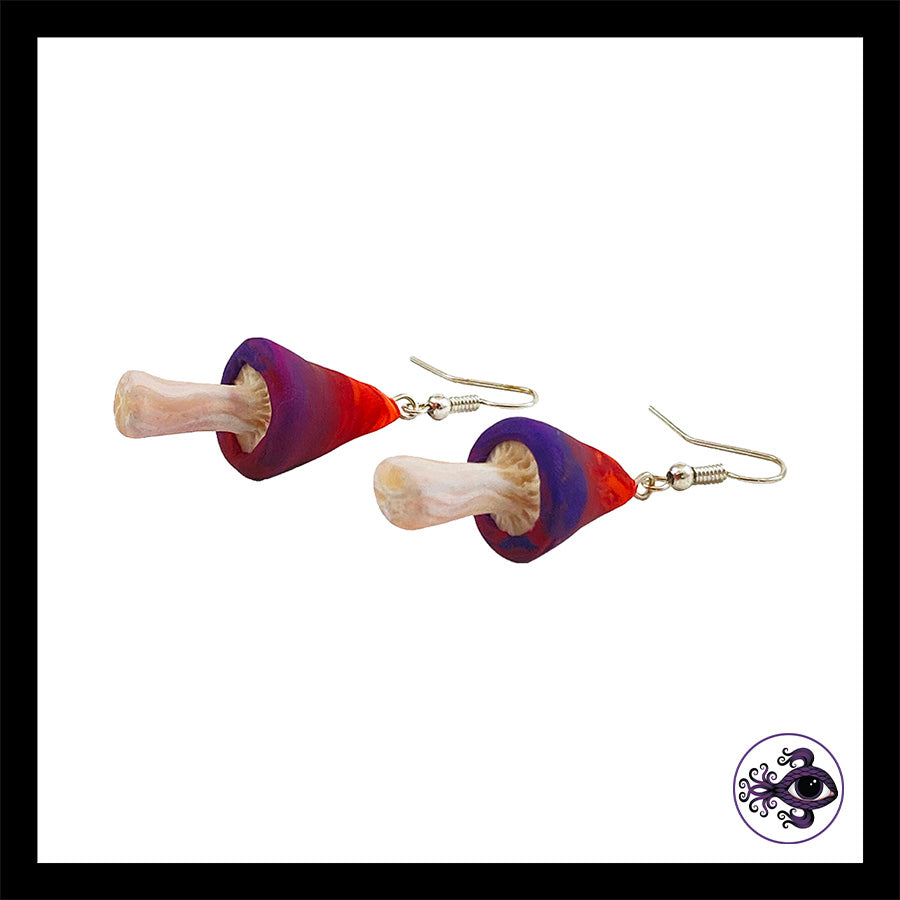 Mushrooms - Sunset Swirl - Handmade Clay Dangle Earrings *Custom Order Only*