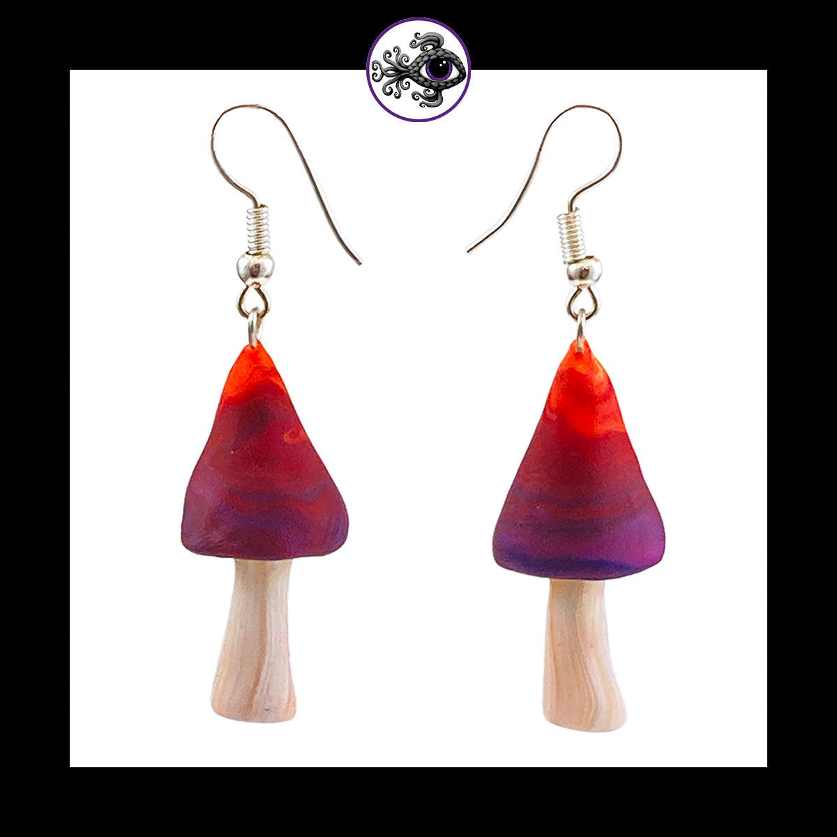 Mushrooms - Sunset Swirl - Handmade Clay Dangle Earrings *Custom Order Only*