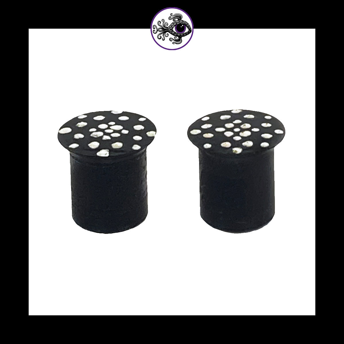 Plugs - 0g 8mm Black & White Dots - Hand Painted Clay Gauge Earrings