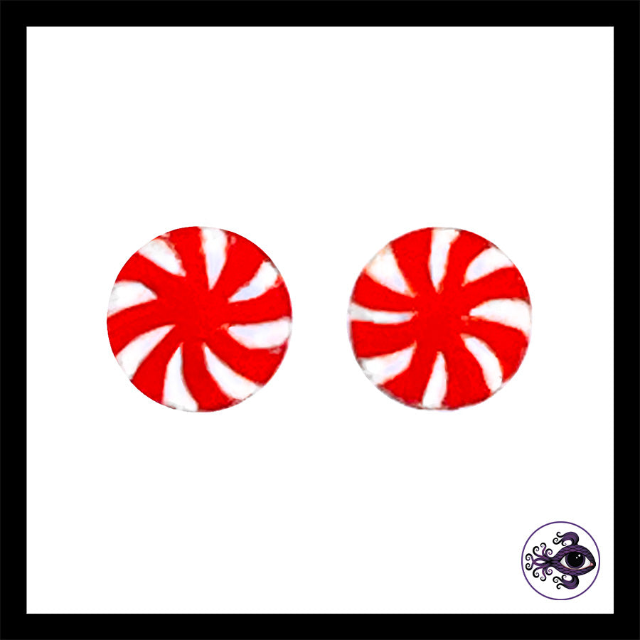 Plugs - 4g 5mm Candy Cane - Handmade & Painted Clay Gauge Earrings