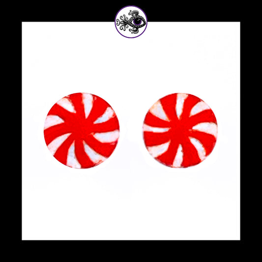 Plugs - 4g 5mm Candy Cane - Handmade & Painted Clay Gauge Earrings