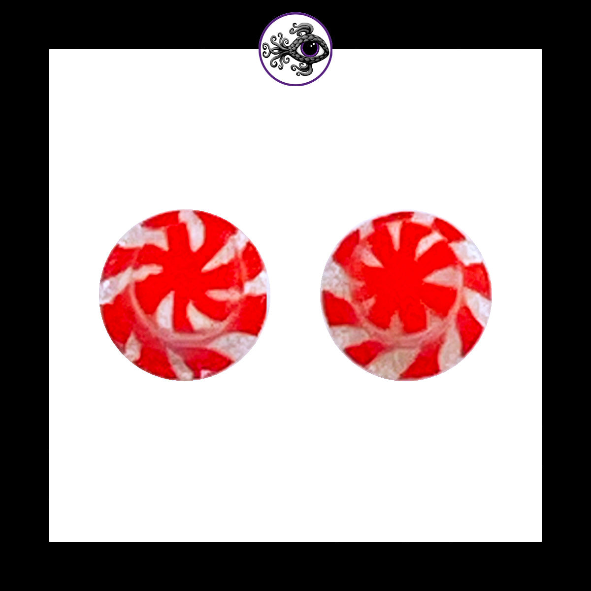 Plugs - 4g 5mm Candy Cane - Handmade & Painted Clay Gauge Earrings