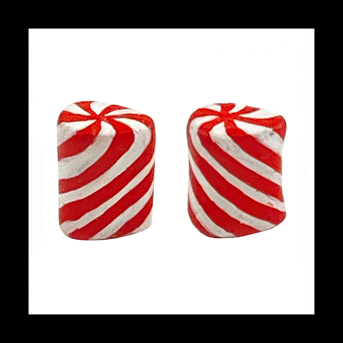 Plugs - 1g 7mm Candy Cane Teardrop - Hand Painted & Sculpted Clay Gauge Earrings