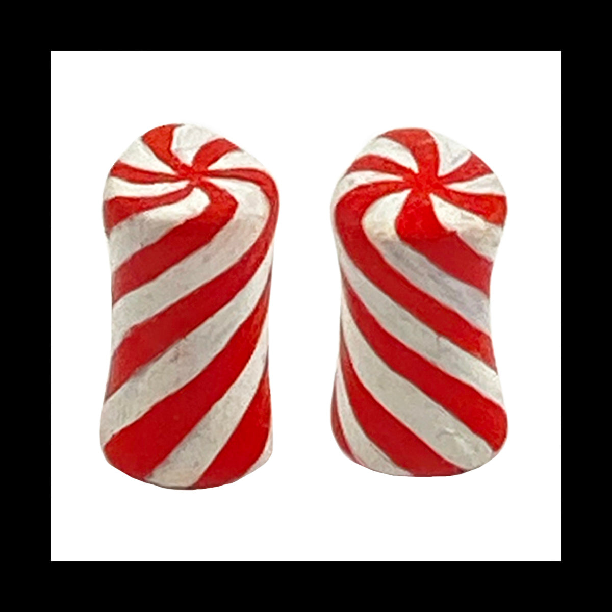 Plugs - 1g 7mm Candy Cane Teardrop - Hand Painted & Sculpted Clay Gauge Earrings