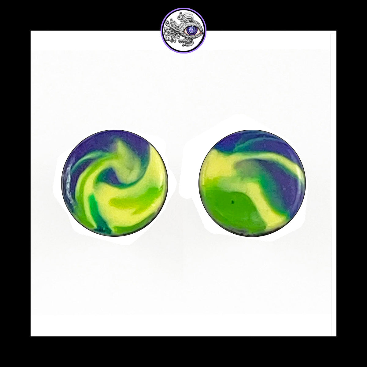 Plugs - 00g 10mm Cool Swirls - Handmade Clay Gauge Earrings in Steel