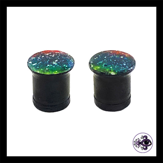 Plugs - 0g 8mm Galaxy - Hand Painted Clay Gauge Earrings in Steel