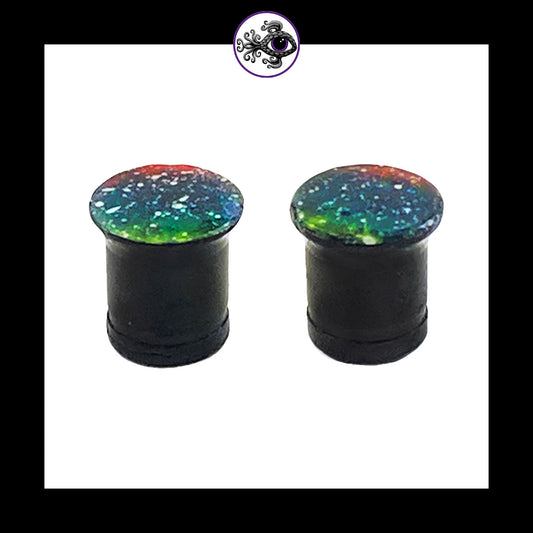 Plugs - 0g 8mm Galaxy - Hand Painted Clay Gauge Earrings in Steel