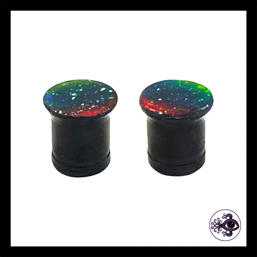 Plugs - 0g 8mm Galaxy - Hand Painted Clay Gauge Earrings in Steel