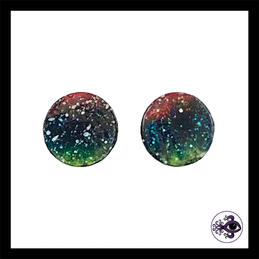 Plugs - 0g 8mm Galaxy - Hand Painted Clay Gauge Earrings in Steel