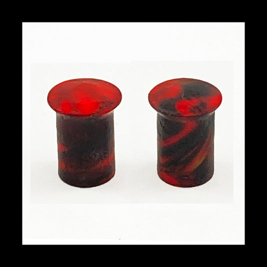 Plugs - 2g 6mm Red & Black Clay - Handmade Clay Gauge Earrings