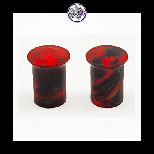 Plugs - 2g 6mm Red & Black Clay - Handmade Clay Gauge Earrings