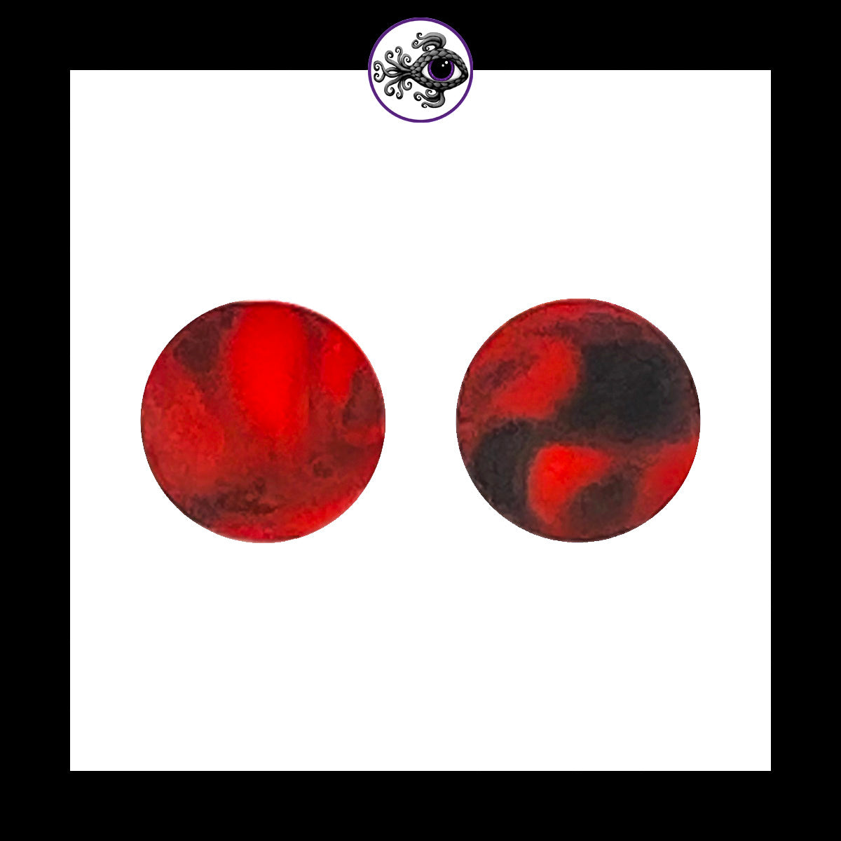 Plugs - 2g 6mm Red & Black Clay - Handmade Clay Gauge Earrings